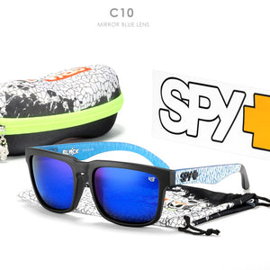 Brand men Square Sunglasses HD Polarized  Sun Glasses Reflective Coating Mirror lens Green UV400 Spy+ With Case
