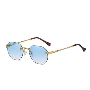 Brand Punk Gradient Small Sunglasses Women Men 90s Candy Rimless Shades Travel Driving Sun Glasses Men Unisex Zonnebril Dames
