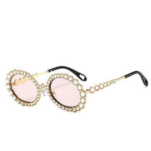 Load image into Gallery viewer, Brand Rhinestone Transparent Sunglasses for Women Full Crystal Metal Frame Women Oval Shades  Round Sun Glasses UV400