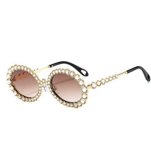 Load image into Gallery viewer, Brand Rhinestone Transparent Sunglasses for Women Full Crystal Metal Frame Women Oval Shades  Round Sun Glasses UV400