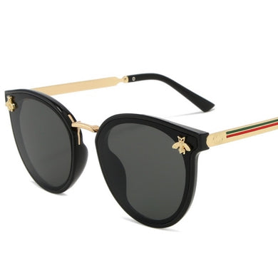 Brand Women's Sunglasses Oval Metal Frame Little Bee Men's Sunglasses UV400 Classic Retro Brand Sport  Glasses