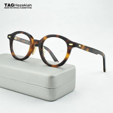 Load image into Gallery viewer, Brand eyeglasses frame women Retro round Glasses Frame men 2023 myopia computer Vintage Handmade designer spectacle 46-23-143