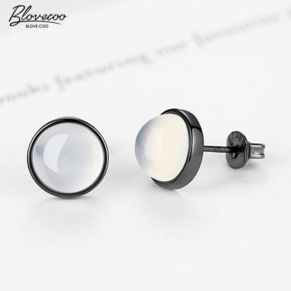 Brand fashion retro Thai silver earrings girls couple jewelry upscale Rhine ear ornaments a pair of price wholesale accessories