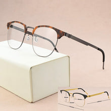 Load image into Gallery viewer, Brand round Myopia optical glasses frame Men eyeglasses women spectacle frames 2023 Acetate Alloy Square frame glasses 9843 9704