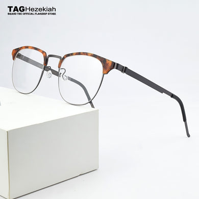 Brand round Myopia optical glasses frame Men eyeglasses women spectacle frames 2023 Acetate Alloy Square frame glasses 9843 9704