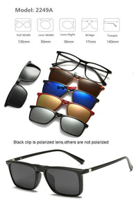 Brightzone 5+1 Set Glasses Women Men Mirror Polarized Magnetic Sunglasses Clip-on Make Prescription Myopia Hyperopia Astigmatism