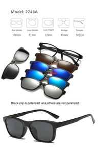 Brightzone 5+1 Set Glasses Women Men Mirror Polarized Magnetic Sunglasses Clip-on Make Prescription Myopia Hyperopia Astigmatism