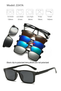 Brightzone 5+1 Set Glasses Women Men Mirror Polarized Magnetic Sunglasses Clip-on Make Prescription Myopia Hyperopia Astigmatism