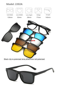 Brightzone 5+1 Set Glasses Women Men Mirror Polarized Magnetic Sunglasses Clip-on Make Prescription Myopia Hyperopia Astigmatism