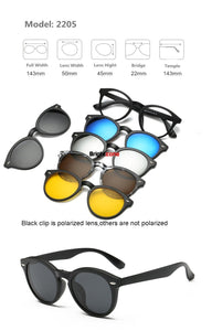 Brightzone 5+1 Set Glasses Women Men Mirror Polarized Magnetic Sunglasses Clip-on Make Prescription Myopia Hyperopia Astigmatism