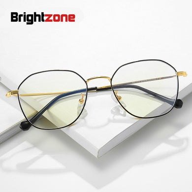 Brightzone Multilateral Metal Ladies Clear Glasses Men Women Myopia Anti Blue Light Male Spectacle Square Eyeglass Frames