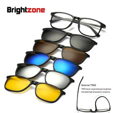 Load image into Gallery viewer, Brightzone TR90 Vintage Sunglasses Magnetic Men  Brand Women Clip On Optical Myopia Glasses Frame 5 Lens Polarized