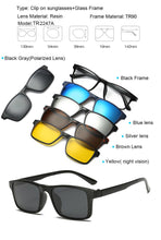 Load image into Gallery viewer, Brightzone TR90 Vintage Sunglasses Magnetic Men  Brand Women Clip On Optical Myopia Glasses Frame 5 Lens Polarized