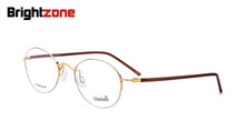Load image into Gallery viewer, Brightzone Vintage Pure IP Electroplate Half Rimless Excellent Oval Frame Glasses Round-eyeglasses-frames Oculos De Grau Gafas