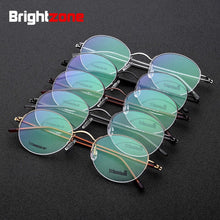 Load image into Gallery viewer, Brightzone Vintage Pure IP Electroplate Half Rimless Excellent Oval Frame Glasses Round-eyeglasses-frames Oculos De Grau Gafas