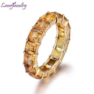Brilliant Design Pretty Vintage Princess 4mm Solid 14k Yellow Gold Citrine Wedding Band Ring SR00141