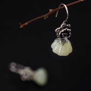 Brinco Direct Selling Anniversary 2018 New S925 Pure Hetian Jade Lotus Inl Female Fashion Earrings Wholesale High-grade Joker