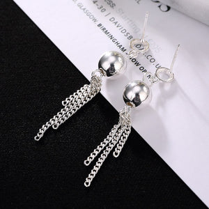 Brinco Silver, Korean Version, Ball, Fringes, Simple Fashion Fashion, Ladies' Long Section, Tremella Accessories Wholesale.