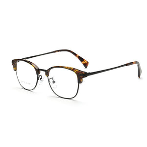Browline Full Rim Optical Eyeglasses Frame for Men and Women Black and Leopard Glasses Eyewear