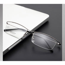 Load image into Gallery viewer, Browline Half Rim Titanium Metal Glasses Frame for Men Eyeglasses Cool Optical Eyewear Man Spectacles Prescription Frame