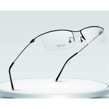 Load image into Gallery viewer, Browline Half Rim Titanium Metal Glasses Frame for Men Eyeglasses Cool Optical Eyewear Man Spectacles Prescription Frame