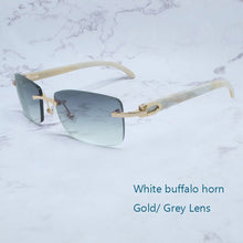 Load image into Gallery viewer, Buffalo Horn Sunglasses Carter Rimless Square  Designer White Black Buffs Sun Glasses Trendy Eyewear gafas de sol hombre