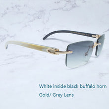 Load image into Gallery viewer, Buffalo Horn Sunglasses Carter Rimless Square  Designer White Black Buffs Sun Glasses Trendy Eyewear gafas de sol hombre