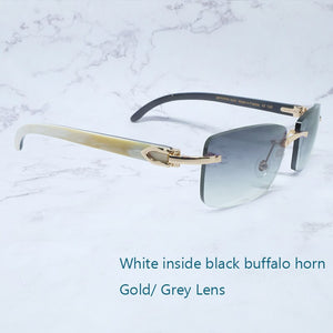 Buffalo Horn Sunglasses Carter Rimless Square  Designer White Black Buffs Sun Glasses Trendy Eyewear gafas de sol hombre