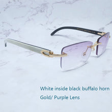 Load image into Gallery viewer, Buffalo Horn Sunglasses Carter Rimless Square  Designer White Black Buffs Sun Glasses Trendy Eyewear gafas de sol hombre