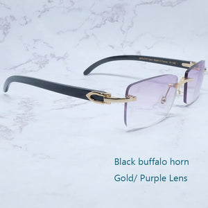 Buffalo Horn Sunglasses Carter Rimless Square  Designer White Black Buffs Sun Glasses Trendy Eyewear gafas de sol hombre