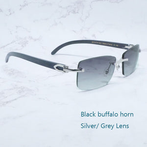 Buffalo Horn Sunglasses Carter Rimless Square  Designer White Black Buffs Sun Glasses Trendy Eyewear gafas de sol hombre