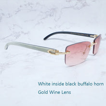 Load image into Gallery viewer, Buffalo Horn Sunglasses Carter Rimless Square  Designer White Black Buffs Sun Glasses Trendy Eyewear gafas de sol hombre