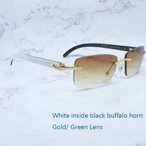 Buffalo Horn Sunglasses Carter Rimless Square  Designer White Black Buffs Sun Glasses Trendy Eyewear gafas de sol hombre