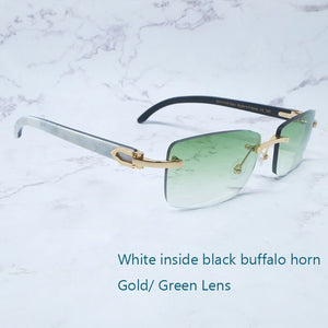 Buffalo Horn Sunglasses Carter Rimless Square  Designer White Black Buffs Sun Glasses Trendy Eyewear gafas de sol hombre