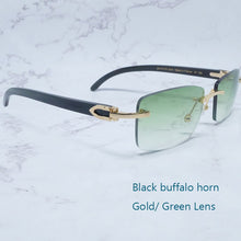 Load image into Gallery viewer, Buffalo Horn Sunglasses Carter Rimless Square  Designer White Black Buffs Sun Glasses Trendy Eyewear gafas de sol hombre