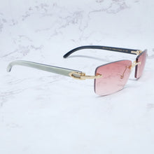 Load image into Gallery viewer, Buffalo Horn Sunglasses Carter Rimless Square  Designer White Black Buffs Sun Glasses Trendy Eyewear gafas de sol hombre