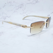 Load image into Gallery viewer, Buffalo Horn Sunglasses Carter Rimless Square  Designer White Black Buffs Sun Glasses Trendy Eyewear gafas de sol hombre