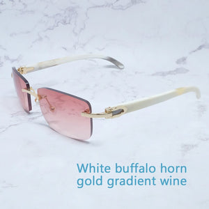 Buffalo Horn Sunglasses Carter Rimless Square  Designer White Black Buffs Sun Glasses Trendy Eyewear gafas de sol hombre