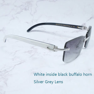 Buffalo Horn Sunglasses Carter Rimless Square  Designer White Black Buffs Sun Glasses Trendy Eyewear gafas de sol hombre
