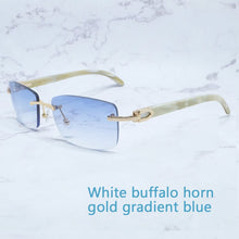 Load image into Gallery viewer, Buffalo Horn Sunglasses Carter Rimless Square  Designer White Black Buffs Sun Glasses Trendy Eyewear gafas de sol hombre