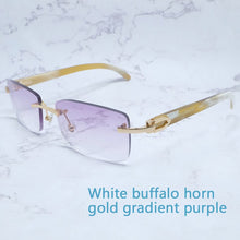 Load image into Gallery viewer, Buffalo Horn Sunglasses Carter Rimless Square  Designer White Black Buffs Sun Glasses Trendy Eyewear gafas de sol hombre