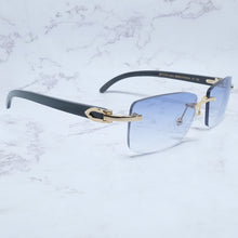 Load image into Gallery viewer, Buffalo Horn Sunglasses Carter Rimless Square  Designer White Black Buffs Sun Glasses Trendy Eyewear gafas de sol hombre