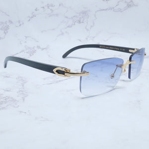 Buffalo Horn Sunglasses Carter Rimless Square  Designer White Black Buffs Sun Glasses Trendy Eyewear gafas de sol hombre