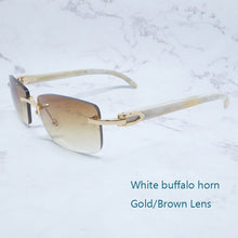 Load image into Gallery viewer, Buffalo Horn Sunglasses Carter Rimless Square  Designer White Black Buffs Sun Glasses Trendy Eyewear gafas de sol hombre
