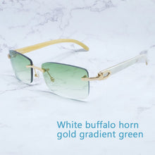 Load image into Gallery viewer, Buffalo Horn Sunglasses Carter Rimless Square  Designer White Black Buffs Sun Glasses Trendy Eyewear gafas de sol hombre