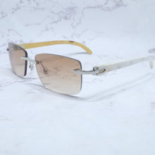 Load image into Gallery viewer, Buffalo Horn Sunglasses Carter Rimless Square  Designer White Black Buffs Sun Glasses Trendy Eyewear gafas de sol hombre