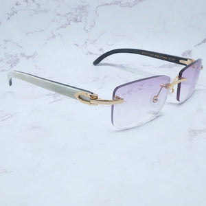 Buffalo Horn Sunglasses Carter Rimless Square  Designer White Black Buffs Sun Glasses Trendy Eyewear gafas de sol hombre