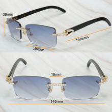 Load image into Gallery viewer, Buffalo Horn Sunglasses Men for Fishing Designer Diamond Sunglasses Women Gafas De Sol Hombre Luxury Rimless Shades For Women