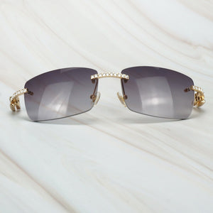 Buffalo Horn Sunglasses Men for Fishing Designer Diamond Sunglasses Women Gafas De Sol Hombre Luxury Rimless Shades For Women