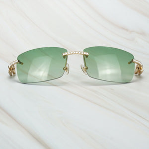 Buffalo Horn Sunglasses Men for Fishing Designer Diamond Sunglasses Women Gafas De Sol Hombre Luxury Rimless Shades For Women
